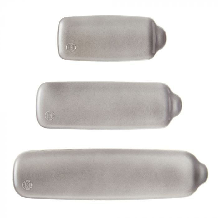 Комплект от 3 броя керамични плочи Emile Henry Appetizer Set - цвят сив