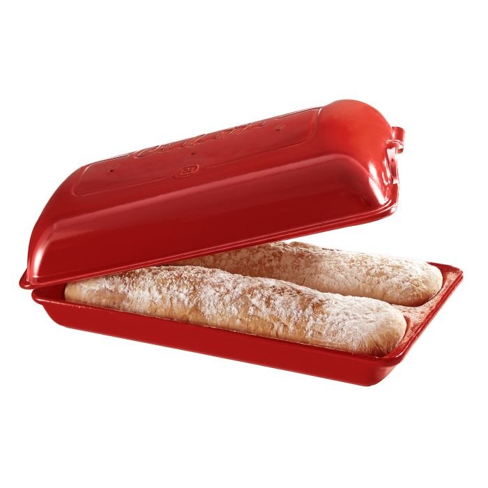 Керамична форма за печене на хляб/чабата Emile Henry Ciabatta Baker 39 х 23 см - цвят червен