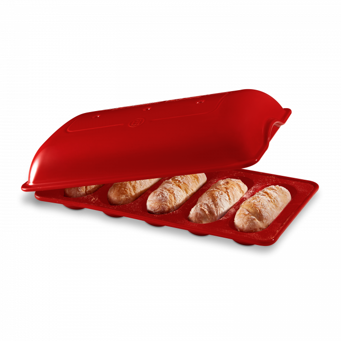 Керамична форма за печене на мини багети Emile Henry Mini - Baguette Baker - цвят червен
