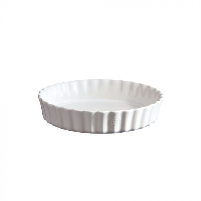 Керамична дълбока форма за тарт Emile Henry Deep Flan Dish 24 см - цвят бял