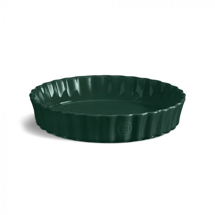Керамична форма за тарт Emile Henry Deep flan dish - Ø 28 см, цвят зелен кедър