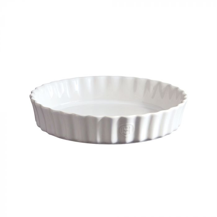 Керамична дълбока форма за тарт Emile Henry Deep Flan Dish 28 см - цвят бял