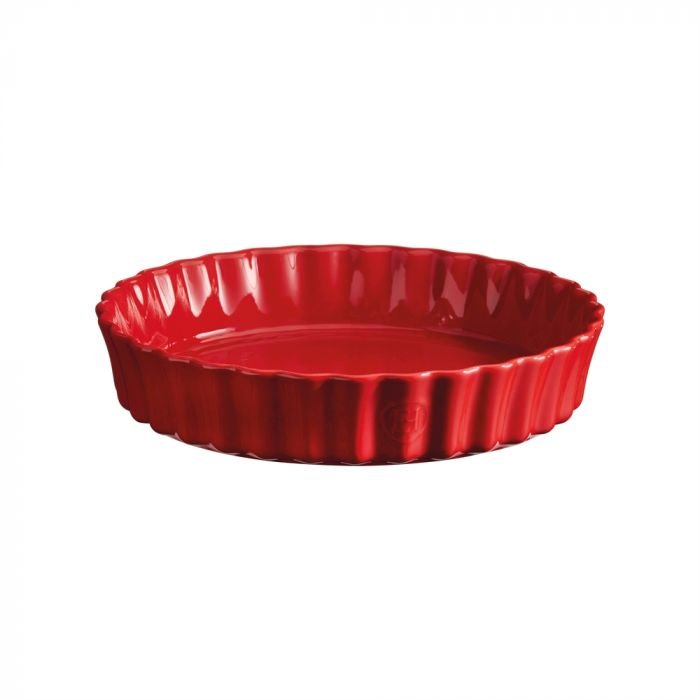 Керамична дълбока форма за тарт Emile Henry Deep Flan Dish 28 см - цвят червен