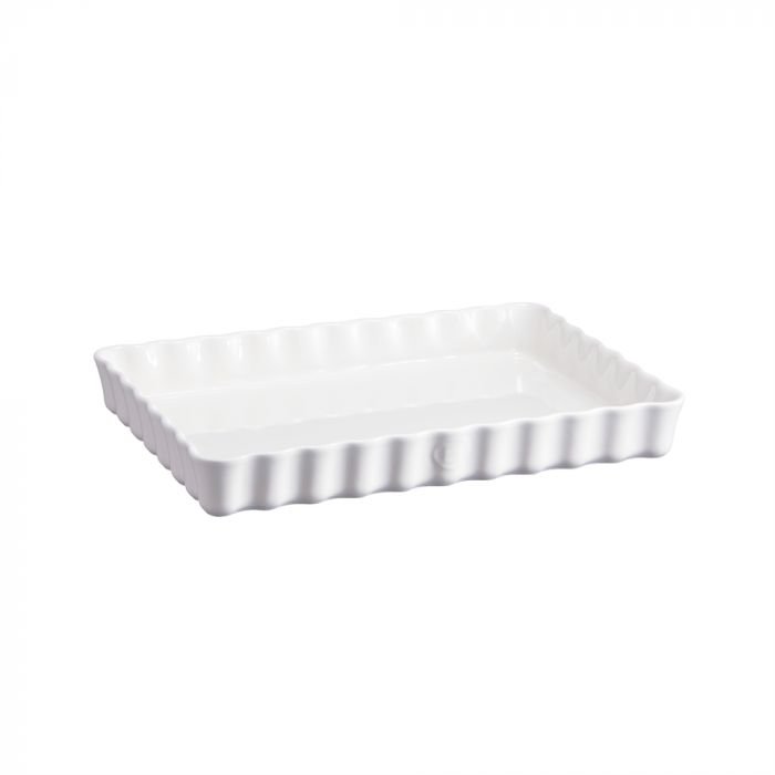 Керамична провоъгълна форма за тарт Emile Henry Deep Rectangular Tart Dish 33,5/24 - цвят бял