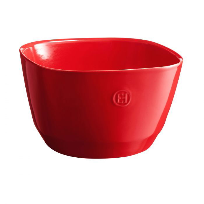 Квадратна керамична купа за салата Emile Henry - размер L, 5,5 л, червена