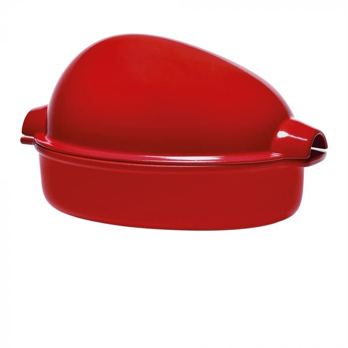 Керамична форма за печене на пиле Emile Henry Large Roaster, 4 л - цвят червен