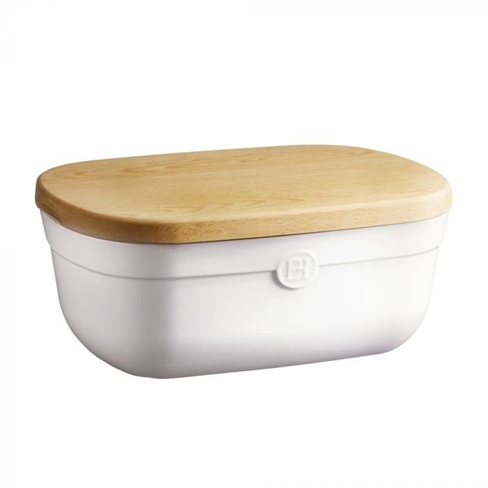 Керамична кутия за хляб с дъска за рязане Emile Henry Bread Box - цвят бял