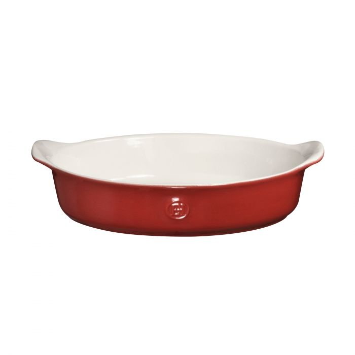  Керамична овална форма за печене Emile Henry Large Oval Dish 35,5 х 23,5см - цвят бяло и червено