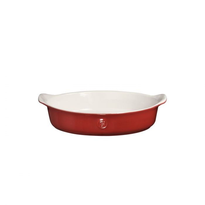 Керамична овална форма за печене Emile Henry Oval Dish For 2, 18 х 27 см - цвят бяло и червено
