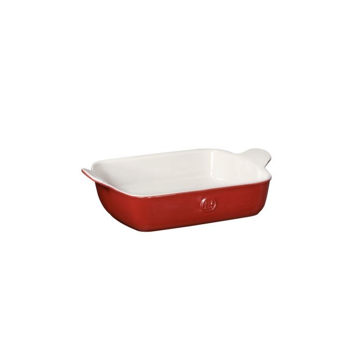 Правоъгълна форма за печене Emile Henry Rectangular Dish For 2, 18 х 26 см - цвят бяло и червено