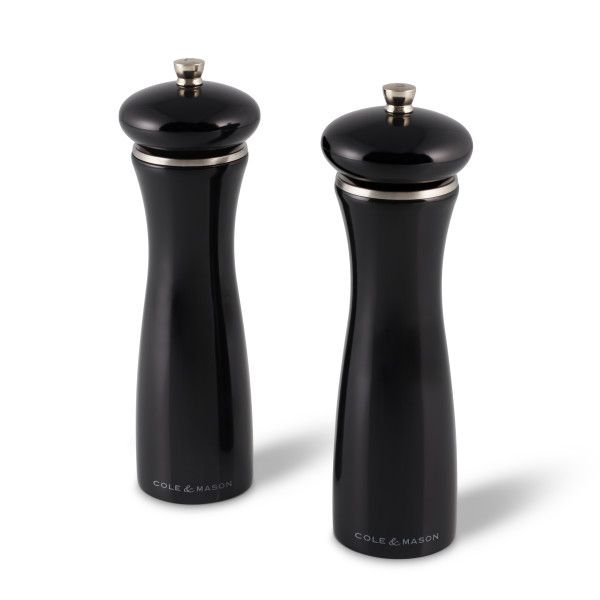 Комплект мелнички за сол и пипер Cole&Mason Sherwood Black Gloss 20 см - цвят черен