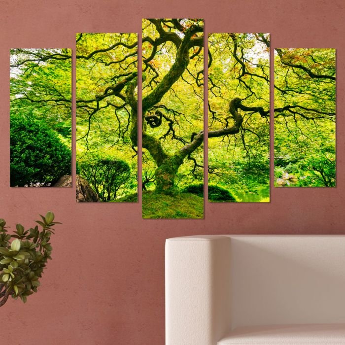 Декоративeн панел за стена в зелено с вековно дърво Vivid Home