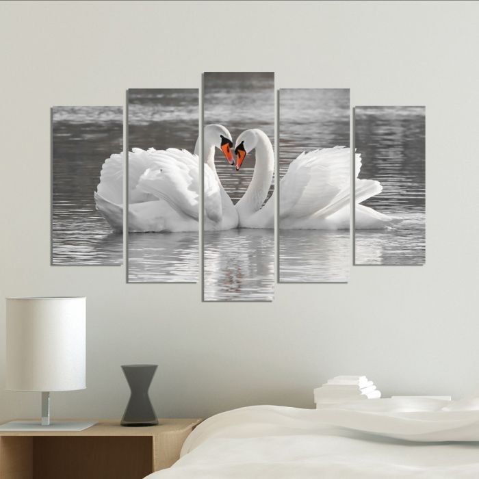 Декоративен панел за стена с бели лебеди Vivid Home