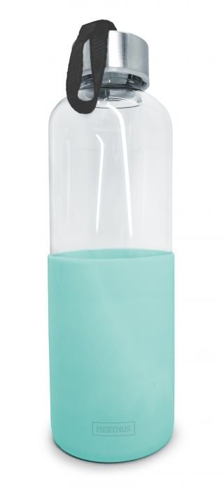 Стъклена бутилка със силиконов протектор Vin Bouquet/Nerthus 600 мл, зелена