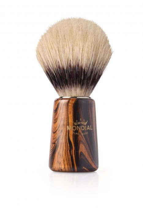 Четка за бръснене с изкуствен косъм IMT Mondial 1908, дървена дръжка светло венге
