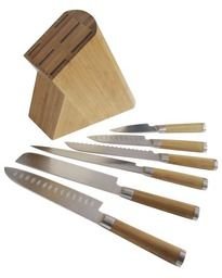 Комплект кухненски ножове и дървен блок Fissler Nippon 6 части