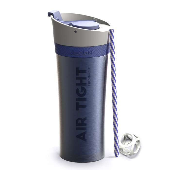 Двустенна термо чаша с вакуумна изолация и система AIR PUMP Asobu Fresh N Go 500 мл - цвят син
