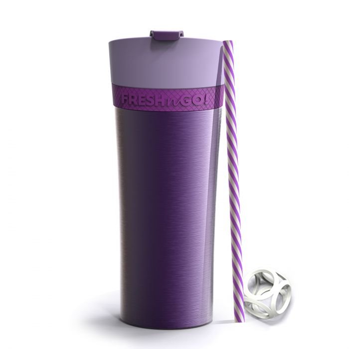 Двустенна термо чаша с вакуумна изолация и система AIR PUMP Asobu Fresh N Go 500 мл - цвят лилав