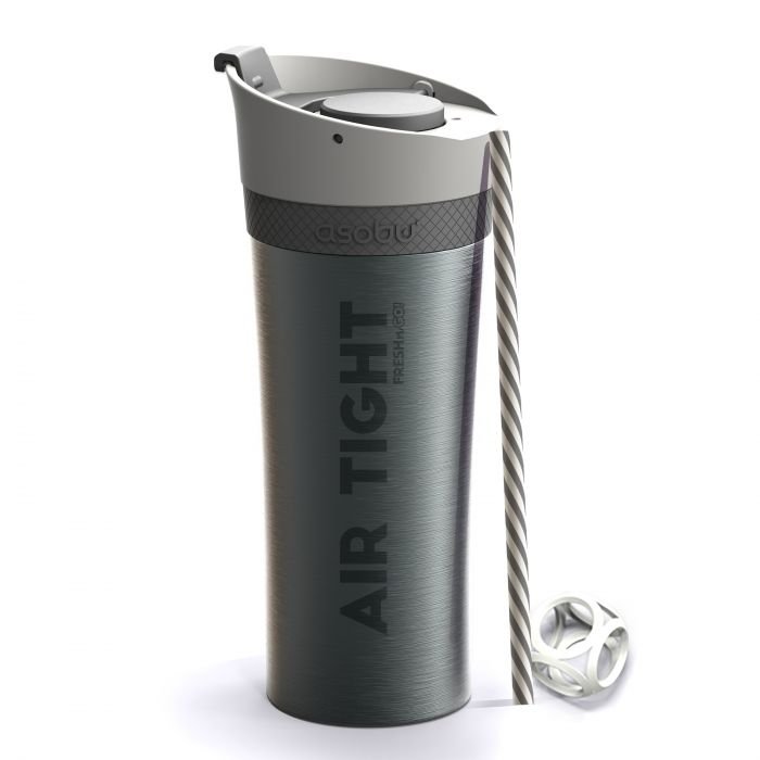 Двустенна термо чаша Asobu Fresh N Go с вакуумна изолация и система air pump 500 мл - цвят графит