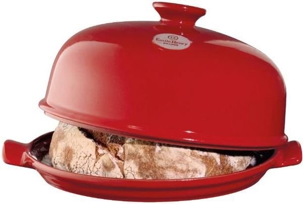 Керамична кръгла форма за печене на хляб Emile Henry Baker Cloche - цвят червен