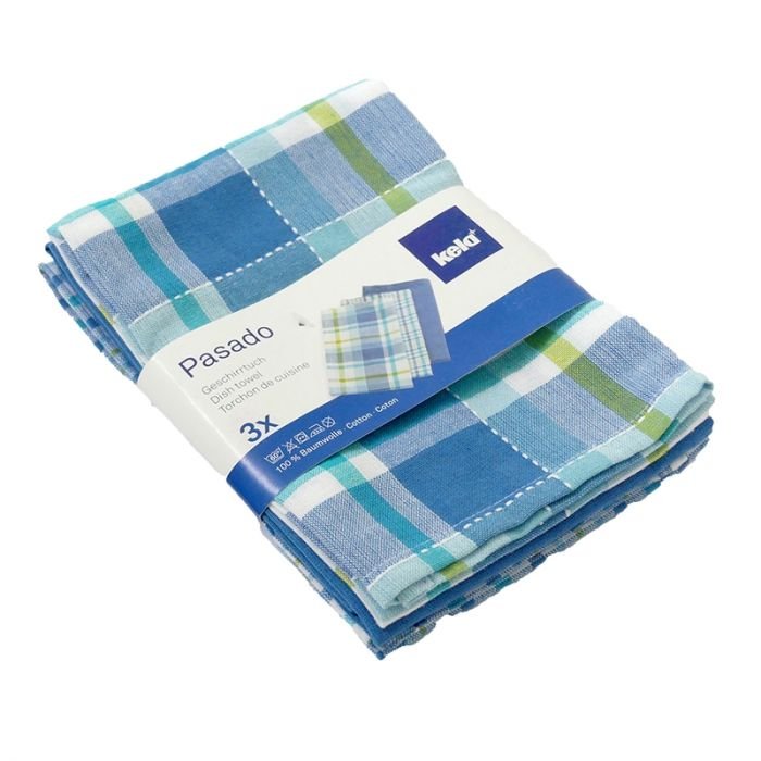 Комплект от 3 броя домакински кърпи за съдове Kela Pasado - 65 х 45 см, сини