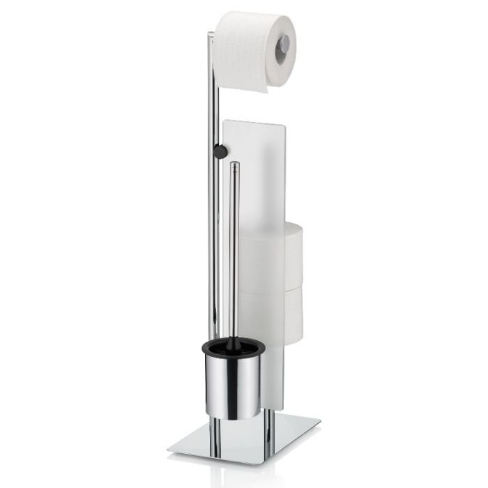 Комплект стойка за тоалетна хартия, четка за тоалетна и държач за резервни ролки Kela Style 2.0 - полирана, свободно стояща