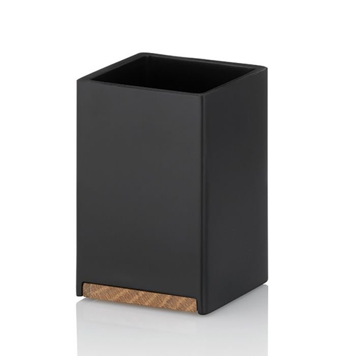 Чаша за баня Kela Cube - черна с дървен елемент
