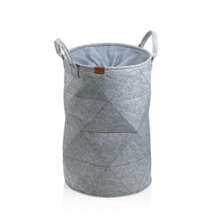 Кош за пране Kela Fay кръгъл с връзки - светло сив