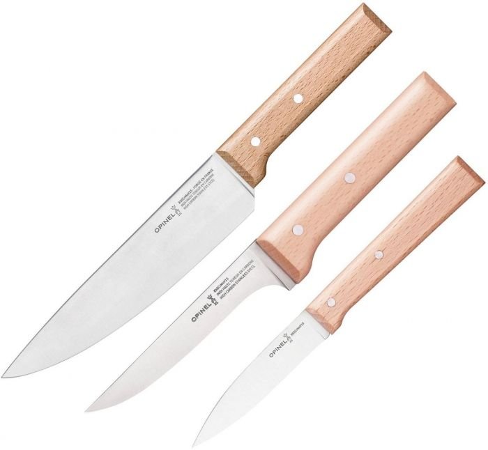 Комплектт 3 броя кухненски ножове Opinel Parallele, бук