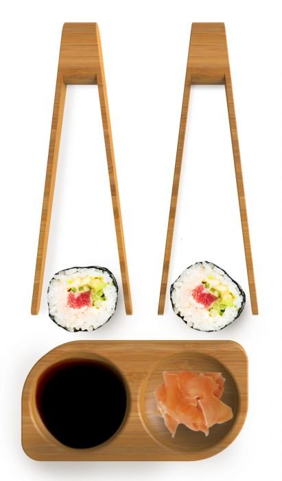 Комплект за суши щипки и двойна купичка Pebbly