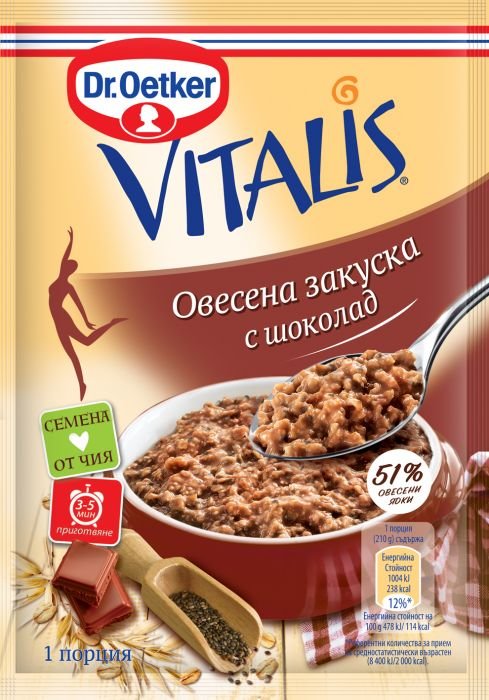 Овесена закуска Vitalis с шоколад Dr. Oetker, 60 г