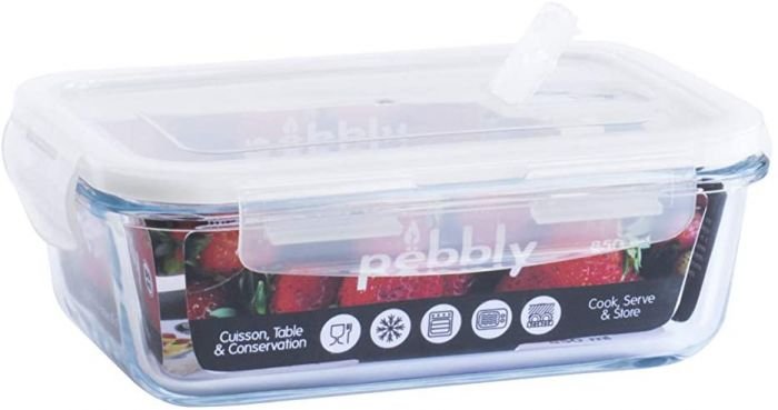 Правоъгълна стъклена кутия за храна Pebbly  - 850 мл
