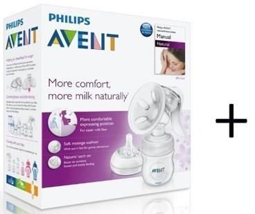 Ръчна помпа за изцеждане на кърма Philips AVENT Comfort с подаръk: 20 бр нощни подплънки
