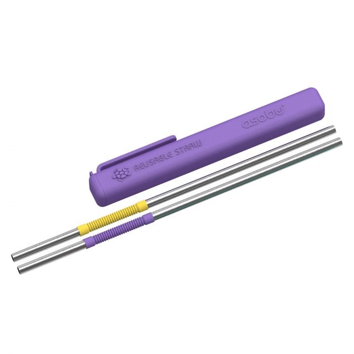 Сламки за многократна употреба Asobu Еco Friendly Reusable Straws Ps2 - цвят лилав/жълт