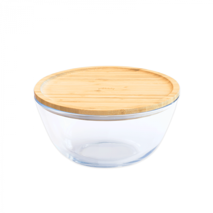 Стъклена купа с бамбуков капак Pebbly 2,6 л