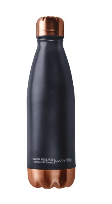 Двустенна термо бутилка с вакуумна изолация Asobu Central Park 500 мл - цвят черен/мед
