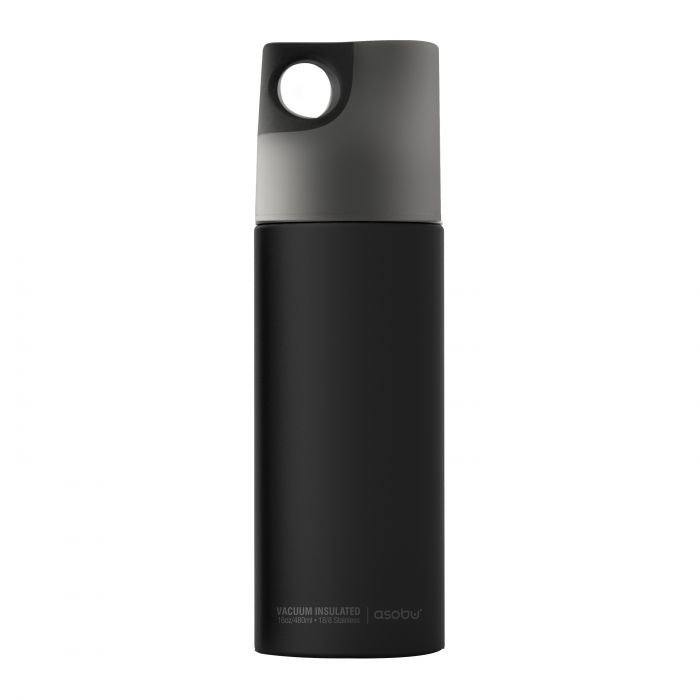Двустенна спортна термо бутилка с вакуумна изолация Asobu Le Canal 480 мл - цвят черен / графит