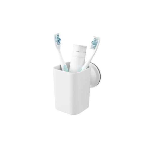 Съд за четки за зъб с вакуумно закрепване Umbra Flex Sure-Lock - бял цвят