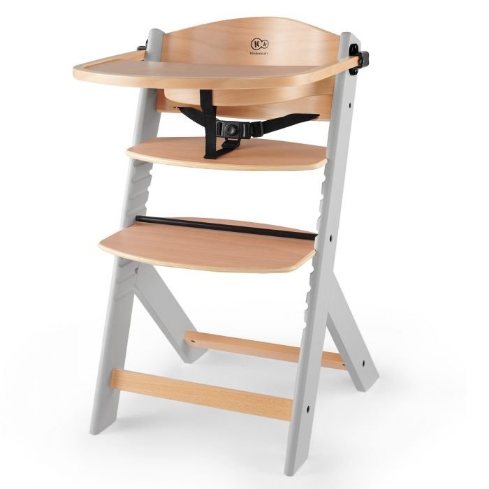 Столче за хранене KinderKraft ENOCK - дървено/сиви крака