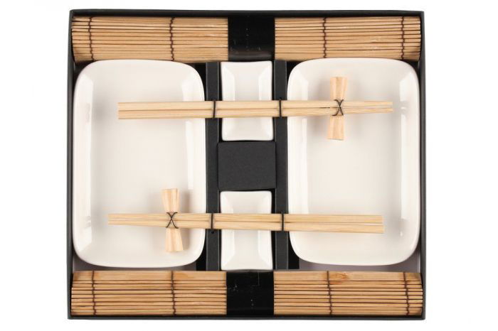 Комплект за сервиране на суши от 10 части Maku - бял