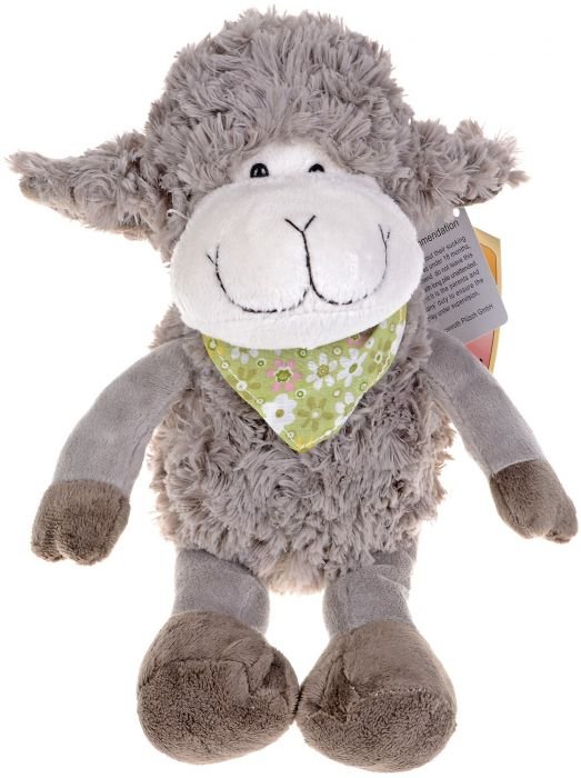 Плюшена играчка Morgenroth Plusch – Сивичка овчица Съни с шал, 30 cм