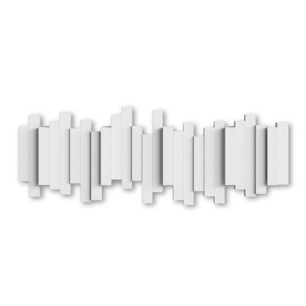 Закачалка за стена с 5 бр. закачалки Umbra Sticks - цвят бял