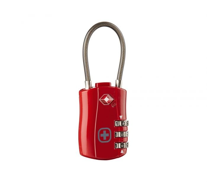 Катинар с трицифрен код и кабел Wenger Cable Lock TSA червен