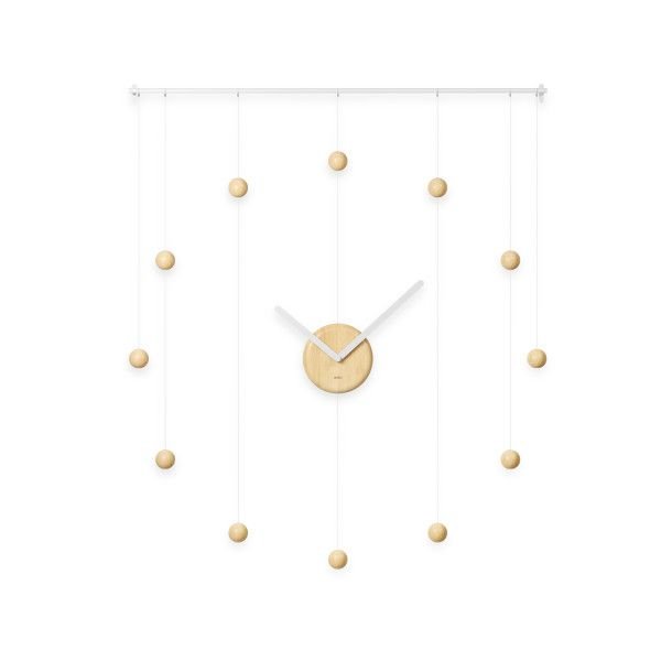 Часовник за стена Umbra Hangtime - цвят бял / естествено дърво