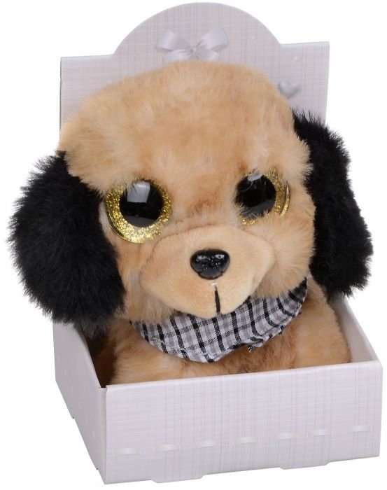 Плюшена играчка Morgenroth Plusch – Бежово кученце с бляскави очи, 12 cм