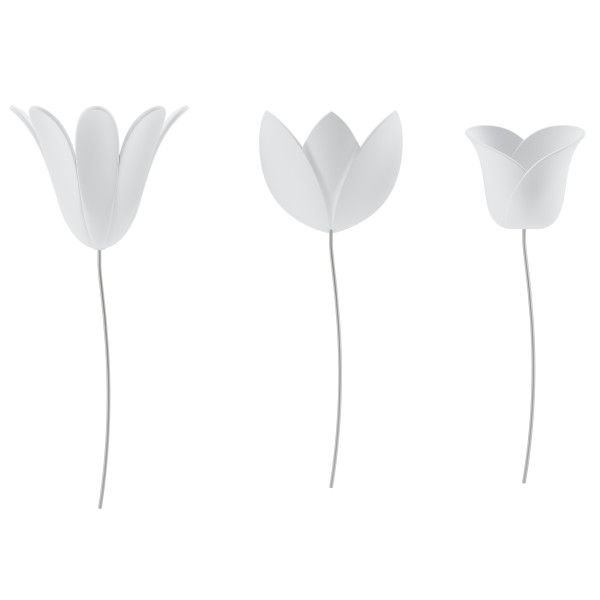 Комплект 3D декорация за стена 9 бр. цветя Umbra Bloomer - цвят бял