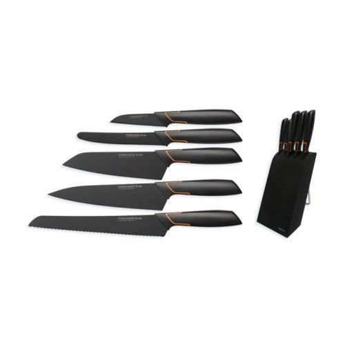 Комплект от 5 броя кухненски ножове с поставка Fiskars Edge