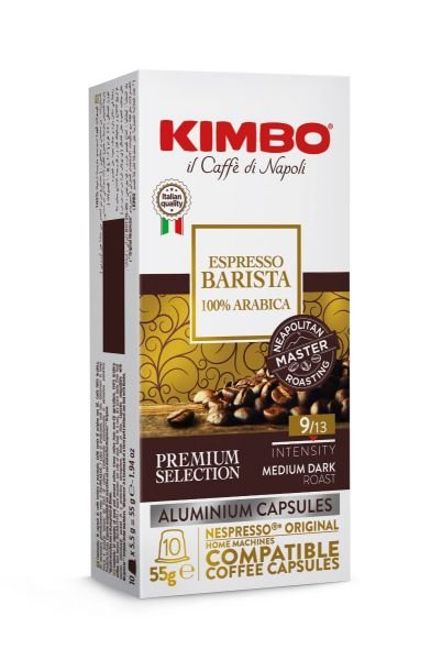 Алуминиеви Nespresso съвместими кафе капсули Kimbo Barista - 10 бр х 5,5 г	