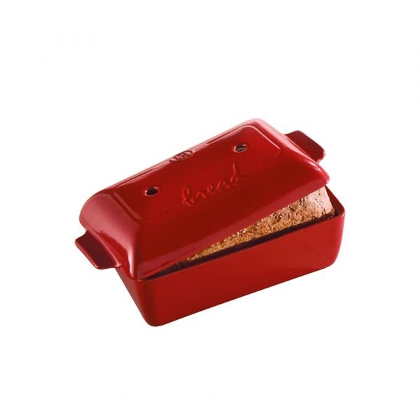 Керамична правоъгълна форма за печене на хляб Emile Henry Bread Loaf Baker - 28/13/12 см - цвят червен